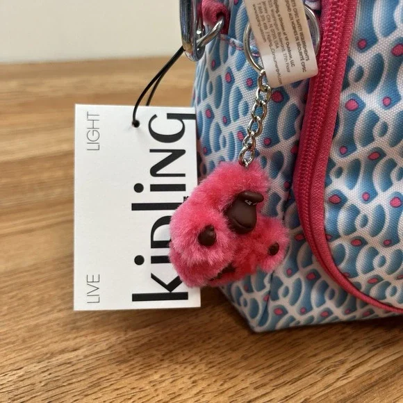 Kipling Kichirou Dreamy‎ Geo Inuslated Lunch Bag with Monkey Keychain NEW - Picture 8 of 16